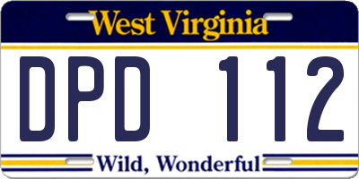 WV license plate DPD112