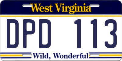 WV license plate DPD113