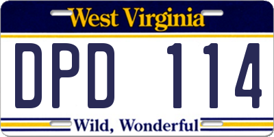 WV license plate DPD114