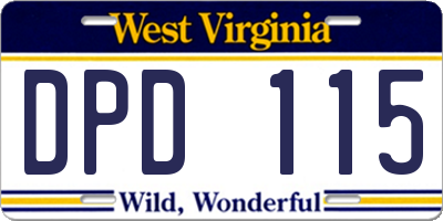 WV license plate DPD115