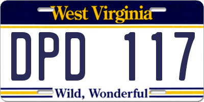 WV license plate DPD117