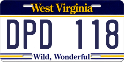 WV license plate DPD118