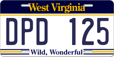 WV license plate DPD125
