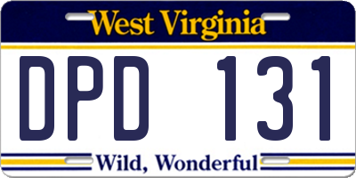 WV license plate DPD131