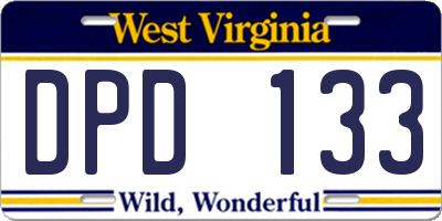 WV license plate DPD133