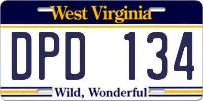 WV license plate DPD134