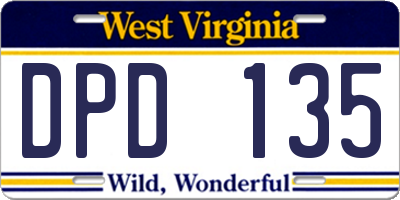 WV license plate DPD135