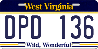 WV license plate DPD136