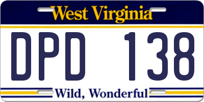 WV license plate DPD138