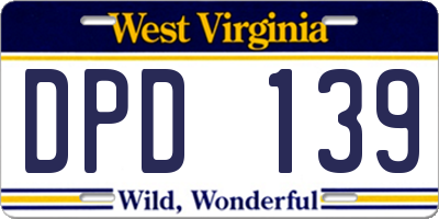 WV license plate DPD139
