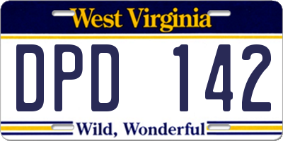 WV license plate DPD142