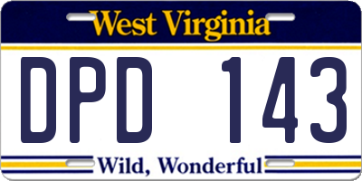 WV license plate DPD143
