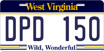 WV license plate DPD150