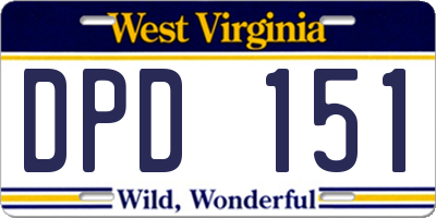 WV license plate DPD151
