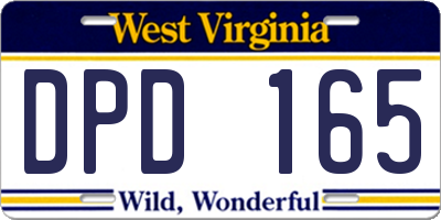 WV license plate DPD165
