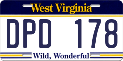 WV license plate DPD178