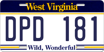 WV license plate DPD181
