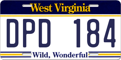 WV license plate DPD184