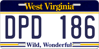 WV license plate DPD186