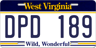 WV license plate DPD189