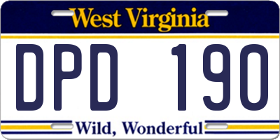 WV license plate DPD190