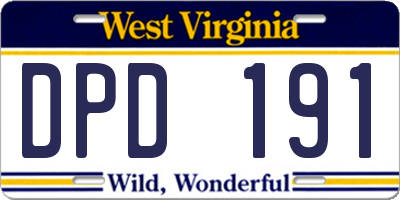 WV license plate DPD191