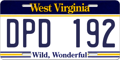 WV license plate DPD192