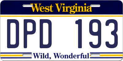 WV license plate DPD193