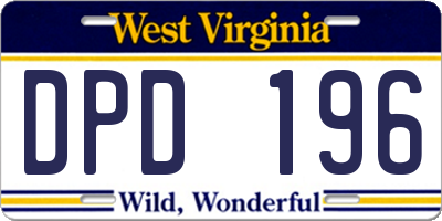 WV license plate DPD196
