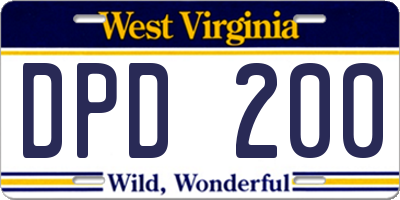 WV license plate DPD200