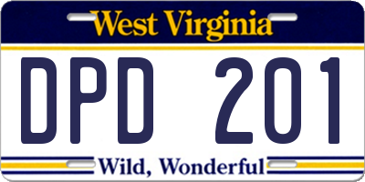 WV license plate DPD201