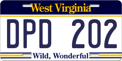 WV license plate DPD202