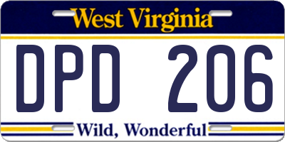 WV license plate DPD206
