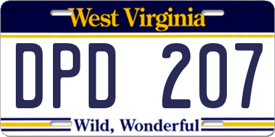 WV license plate DPD207