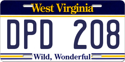 WV license plate DPD208