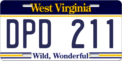 WV license plate DPD211