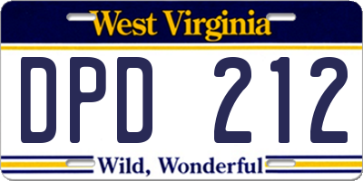 WV license plate DPD212