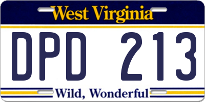 WV license plate DPD213