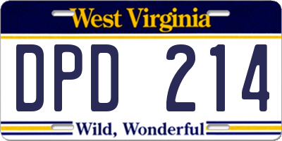 WV license plate DPD214