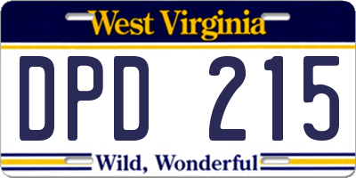 WV license plate DPD215