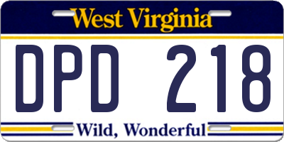 WV license plate DPD218