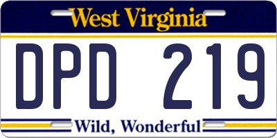WV license plate DPD219