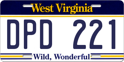 WV license plate DPD221