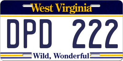WV license plate DPD222