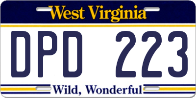 WV license plate DPD223