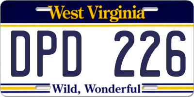 WV license plate DPD226