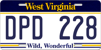 WV license plate DPD228