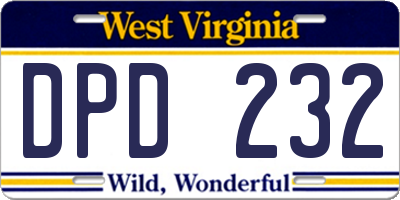 WV license plate DPD232