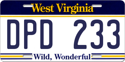 WV license plate DPD233