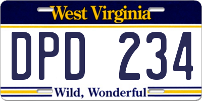 WV license plate DPD234